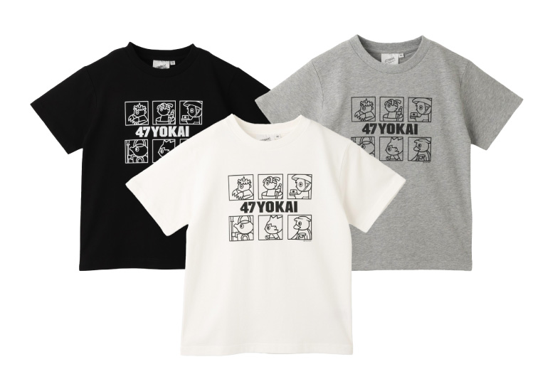 47YOKAI モノクロプリントTシャツ